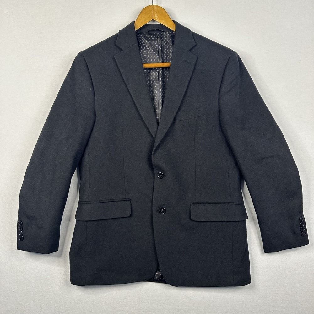 Lauren Ralph Lauren Sportcoat 40R Black Label Men Black Wool Silk‎ Cashmere Blaz